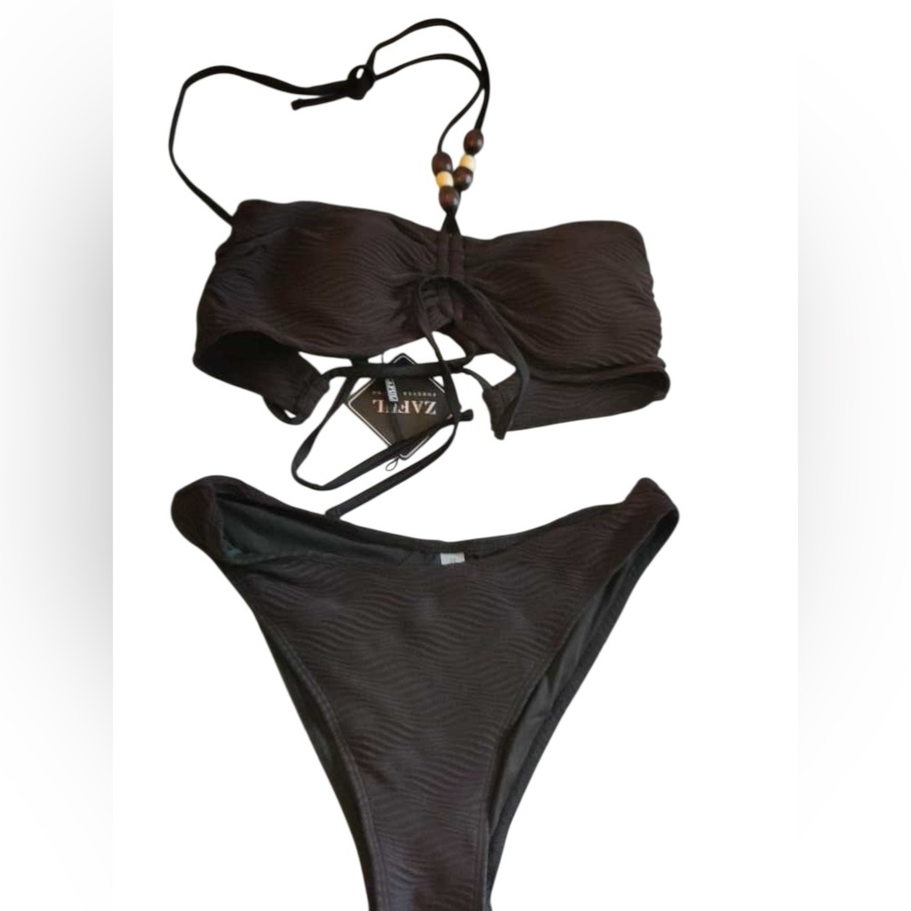 Dark Textured Bikini Set